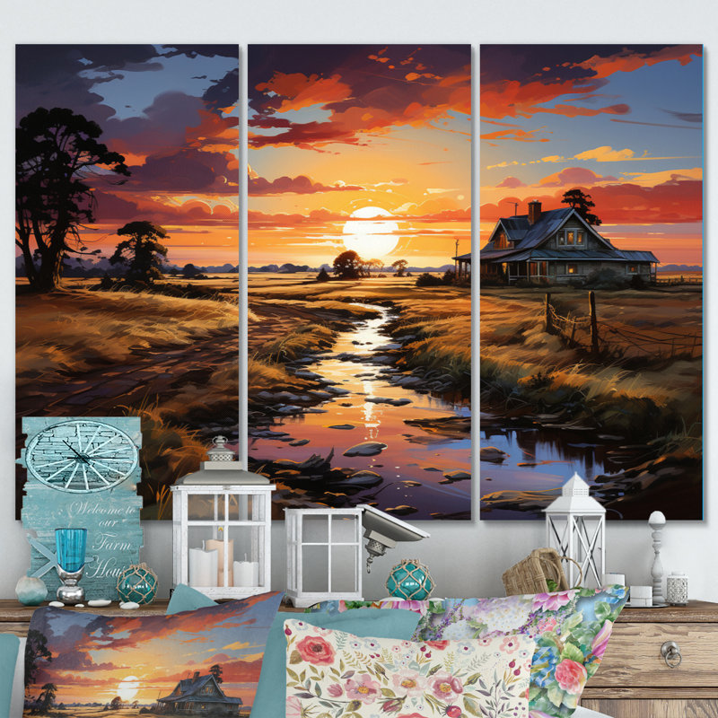 Laurel Foundry Modern Farmhouse® Farmhouse Sunset Landscapes Metal